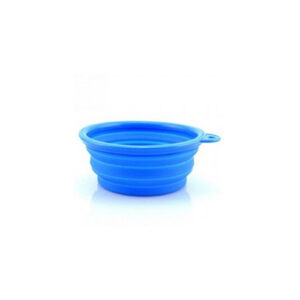 Comedouro Bebedouro Portátil Pote Tigela De Silicone Retrátil Dobrável Azul 420mL Para Pet Cachorros Cães E Gatos - Bella e Cia Petshop